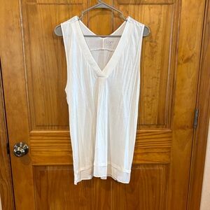 LOFT White V-Neck Sleeveless Tunic Tank